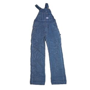 Vintage Round House Hickory Stripe Bib Overalls Size *31x30 Engineer Made In USA